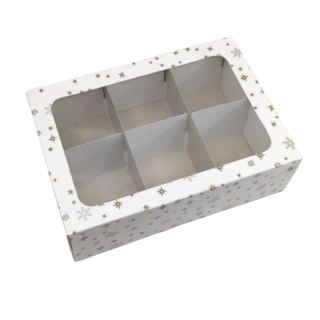 Vánoční krabička na kouličky 25x17,5x7,6 cm 6 přihrádek, mřížka, okénko