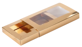 ZLATÁ PREMIUM DUBAI KRABIČKA S OKÉNKEM, 20x12x2,5 cm - vnitřní rozměr 16x8 cm