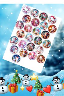 Fondánový list: Sada na adventní kalendář  "Minie"  kolečko 4 cm (kalendář 28x28x2)  25 ks/bal