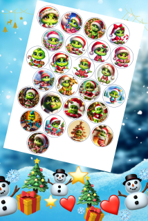 FL s výřezem: Dětský Grinch – 25 koleček (⌀ 4 cm)