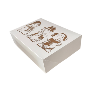 Vánoční krabička bílá se sněhuláky – 31 × 22 × 8 cm