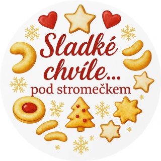 Samolepicí etiketa „Sladké chvíle pod stromečkem 2“ – 3,5 cm