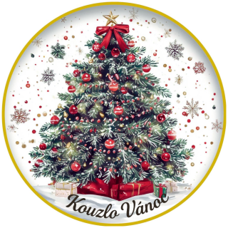 Samolepicí etiketa „Kouzlo Vánoc – stromeček“ – 3,5 cm