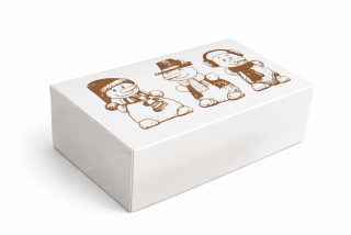 VÁNOČNÍ KRABIČKA BÍLÁ SE SNĚHULÁKY, 25 × 15 × 8 CM