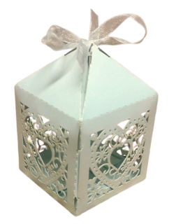 Svatební krabička s filigránovým designem 5,5x5,5x8 cm