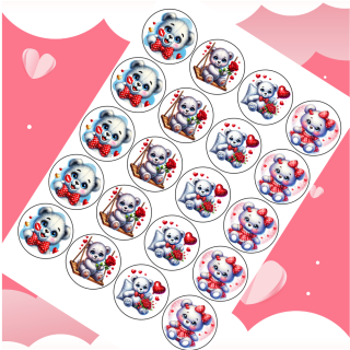 💕 Valentýnská medvídková láska  5 cm kolečko
