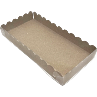 Dárková krabička s průhledným víkem přírodní 20×10×2,5 cm