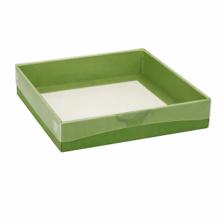 Zelená dárková krabička 30x30x5 cm – pevná krabička s víkem na dárky, firemní dárky a reklamní předměty