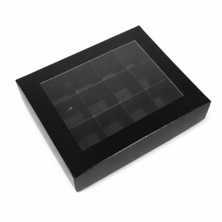Elegantní krabička na 12 pralinek černá 17x13,5x4