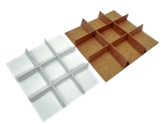 Mřížka do krabičky bílá a přírodní   21x2x21 cm ( 9 políček )