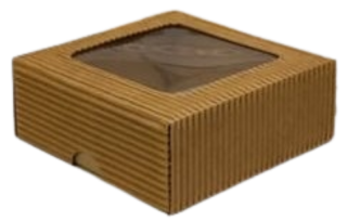 Papírová krabička s průhledným okénkem  9x9x3,5 cm