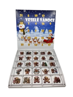Adventní kalendář "Sněhulák" 28x28x2 cm