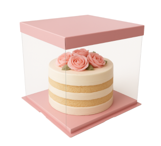 Elegantní krabička růžová elegance s průhledným víkem 30x30x25 cm