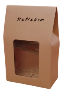 Papírová taštička natural s průhledným okénkem  11x21x6 cm