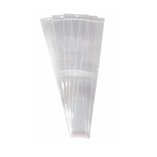 CCelofánové sáčky 7x45 cm 100 ks s lepící lištou a závěsem