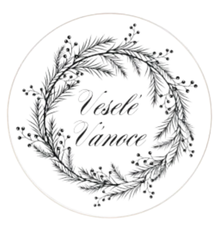 Samolepící etiketa vánoční  "VESELÉ VÁNOCE"průměr 3,5 cm