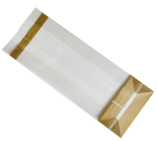 Celofánový sáček s potiskem "Zlaté pruhy"  s pevným dnem 27x10x5 cm   1ks