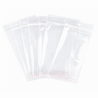 Celofánové sáčky 10x13,5 cm s lepicí lištou a závěsem 100 ks
