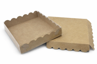 Přírodní krabička s průhledným víkem  13x13x2,5 cm