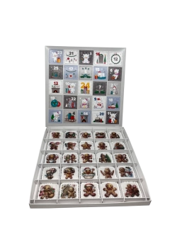 Adventní kalendář "MEDVÍDKOVÝ MODRÝ"  28x28x2 cm