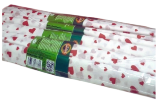 Krepový papír bílý s potiskem srdíček 200x50 cm