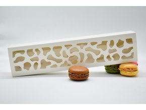 Krabička na makronky bílá se vzorovým okénkem na 10 ks  25,8x6x4 cm