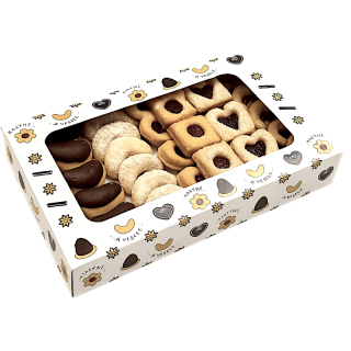 Vánoční krabička "České vánoce" s průhledným okénkem na 1/2 kg cukroví 25x15x3,5 cm