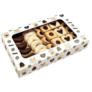 Vánoční krabička "České vánoce"  s průhledným okénkem na 3/4 kg cukroví  25x15x5 cm