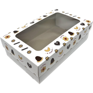 Vánoční krabička "České vánoce" s průhledným okénkem na 1 kg cukroví 25x15x7 cm