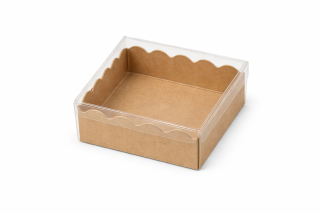Přírodní krabička s průhledným víkem  6x6x2,5 cm
