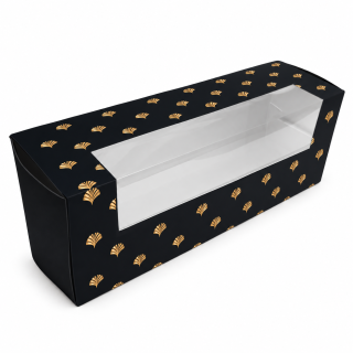Dárková krabička Chocolatier Černozlatá elegance 17 x 5 x 6 cm s okénkem