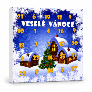 Adventní kalendář Chaloupka Veselé Vánoce / Veselé Vianoce 28 x 28 x 2 cm