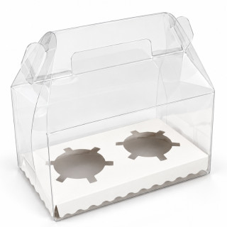 Průhledný plastový box na 2 cupcakes s vložkou 16 x 9,5 x 15,8 cm
