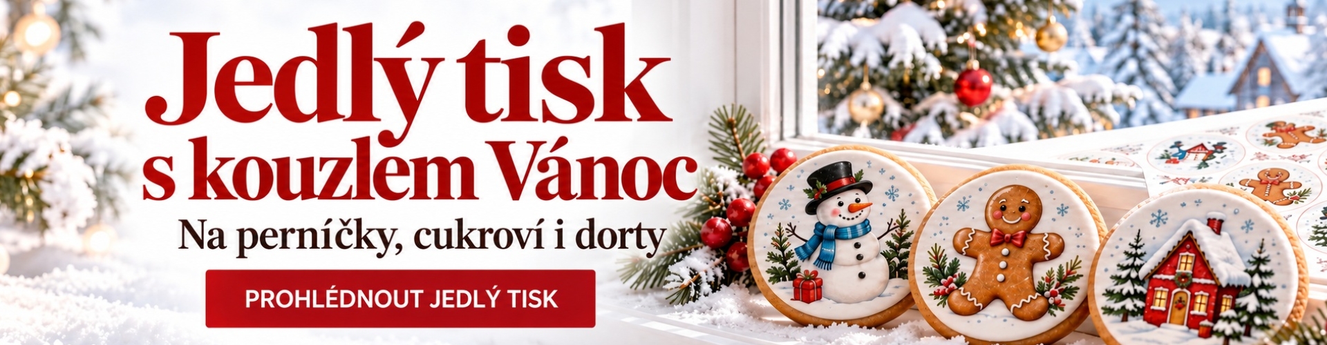 Vánoční jedlý tisk na perníčky, cukroví a dorty