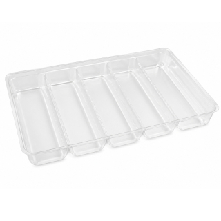 Průhledná plastová vanička do krabičky 25 x 15 x 4 cm – 5 přihrádek